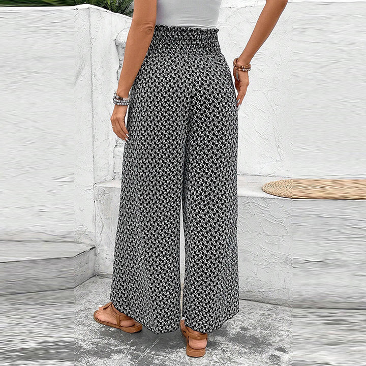Damen weite Sommerhose mit floralem Muster und elastischem Bund Drune
