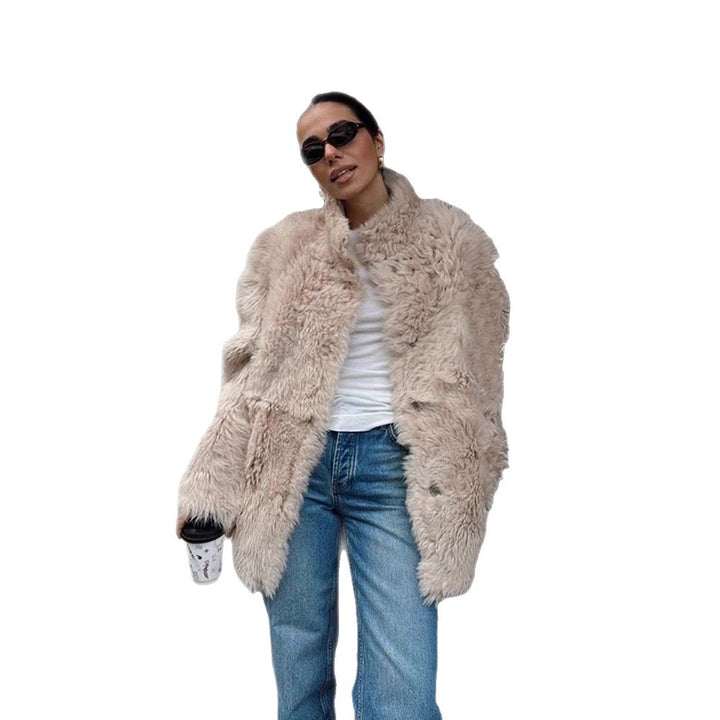 Damen Oversized Kunstpelzjacke Drune