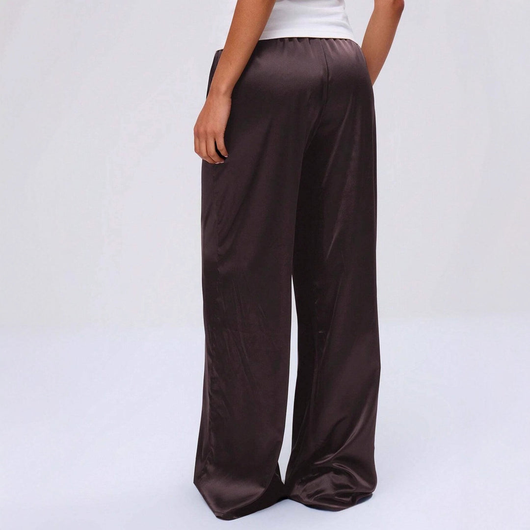Damen Satin-Hose mit weitem Bein und elastischem Bund Drune