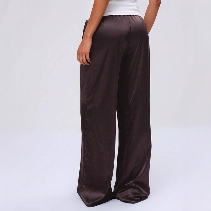 Damen Satin-Hose mit weitem Bein und elastischem Bund Drune
