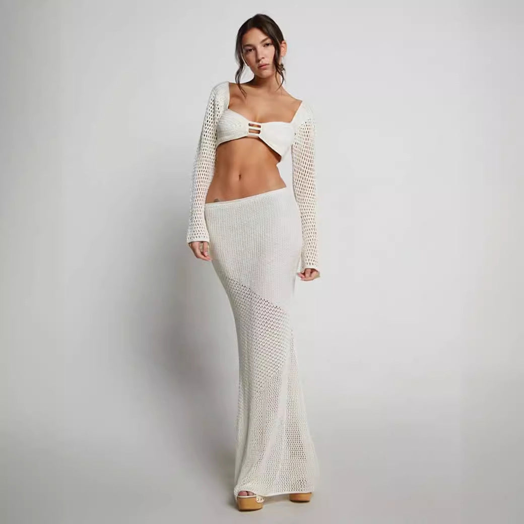 Damen geflochtener Strickanzug mit langen Ärmeln und figurbetontem Design Drune