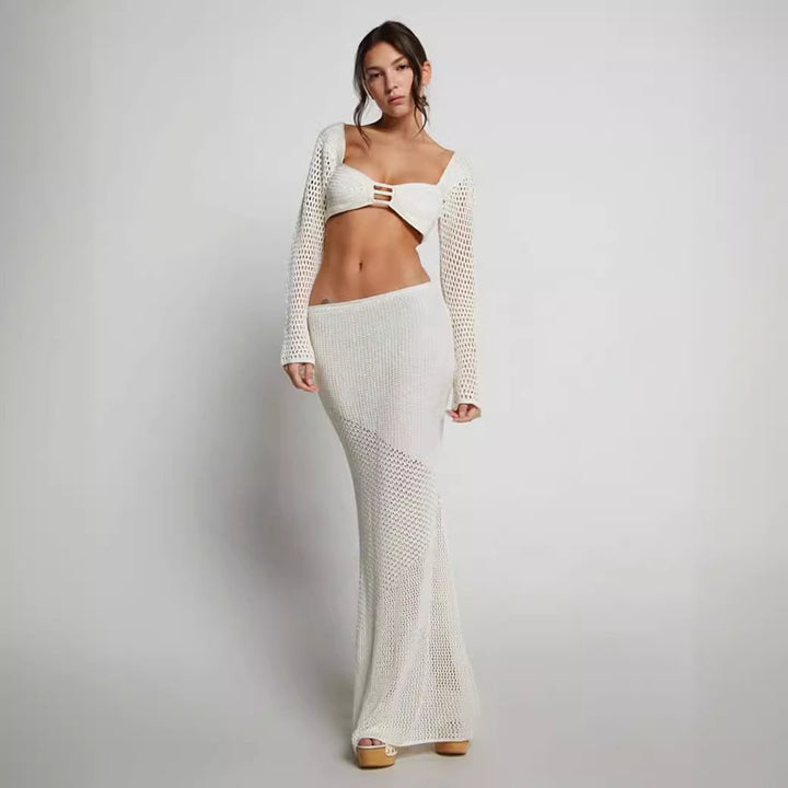 Damen geflochtener Strickanzug mit langen Ärmeln und figurbetontem Design Drune