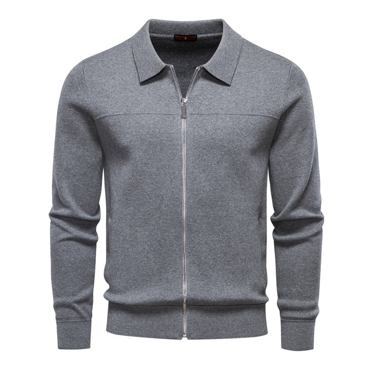 Herren nan feinstrick-Zipjacke mit Kentkragen und Rippbündchen Drune