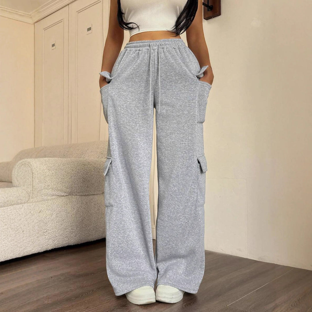 Damen lässige Cargo-Hose mit weitem Bein und praktischen Taschen Drune