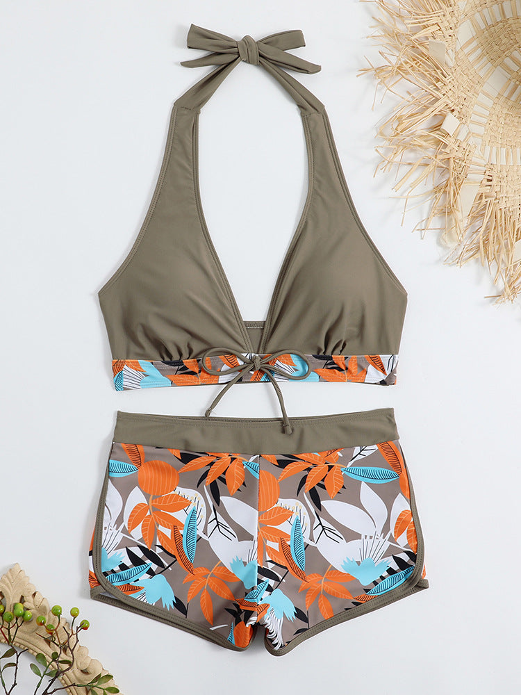 Damen Sportliches Bikini-Set mit verstellbarem Haltertop und Shorts Drune