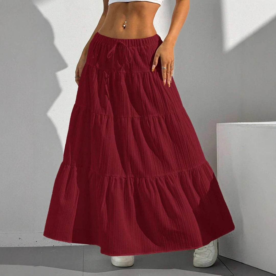 Damen Maxirock mit voluminösen Rüschendetails und elastischem Taillenzug Drune