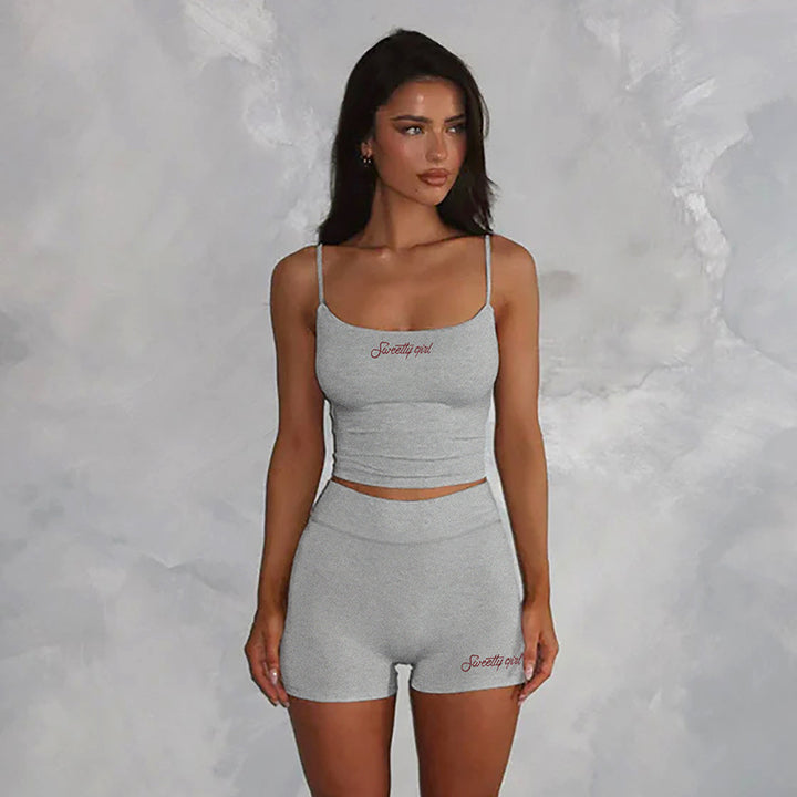 Damen Schlafanzug-Set mit kurzem Top und bequemen Shorts Drune