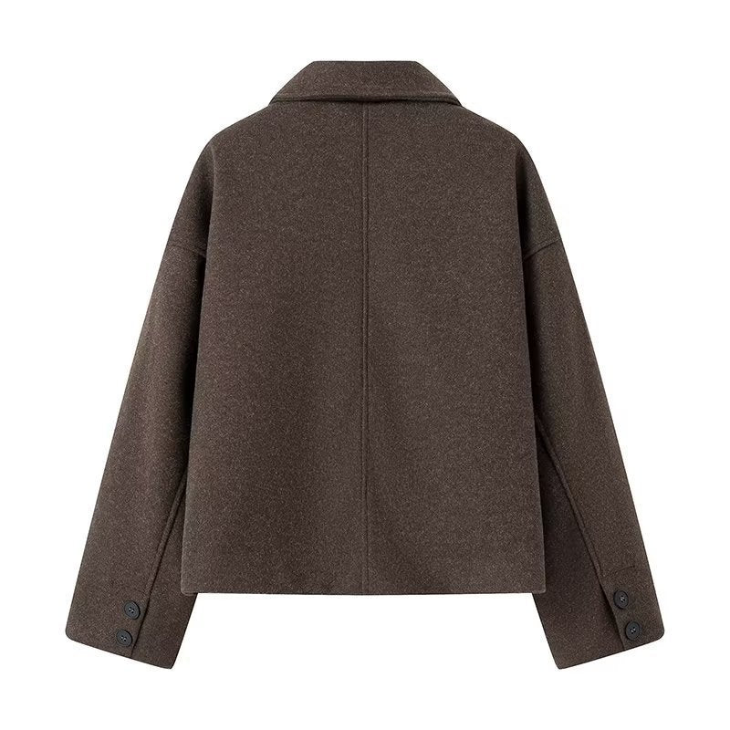 Damen modische Façon-Jacke mit Umlegekragen Drune