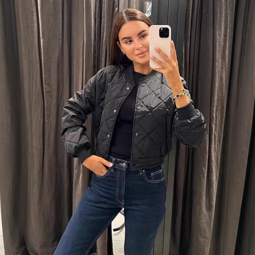Damen gesteppte Kurzjacke mit praktischem Knopfverschluss Drune