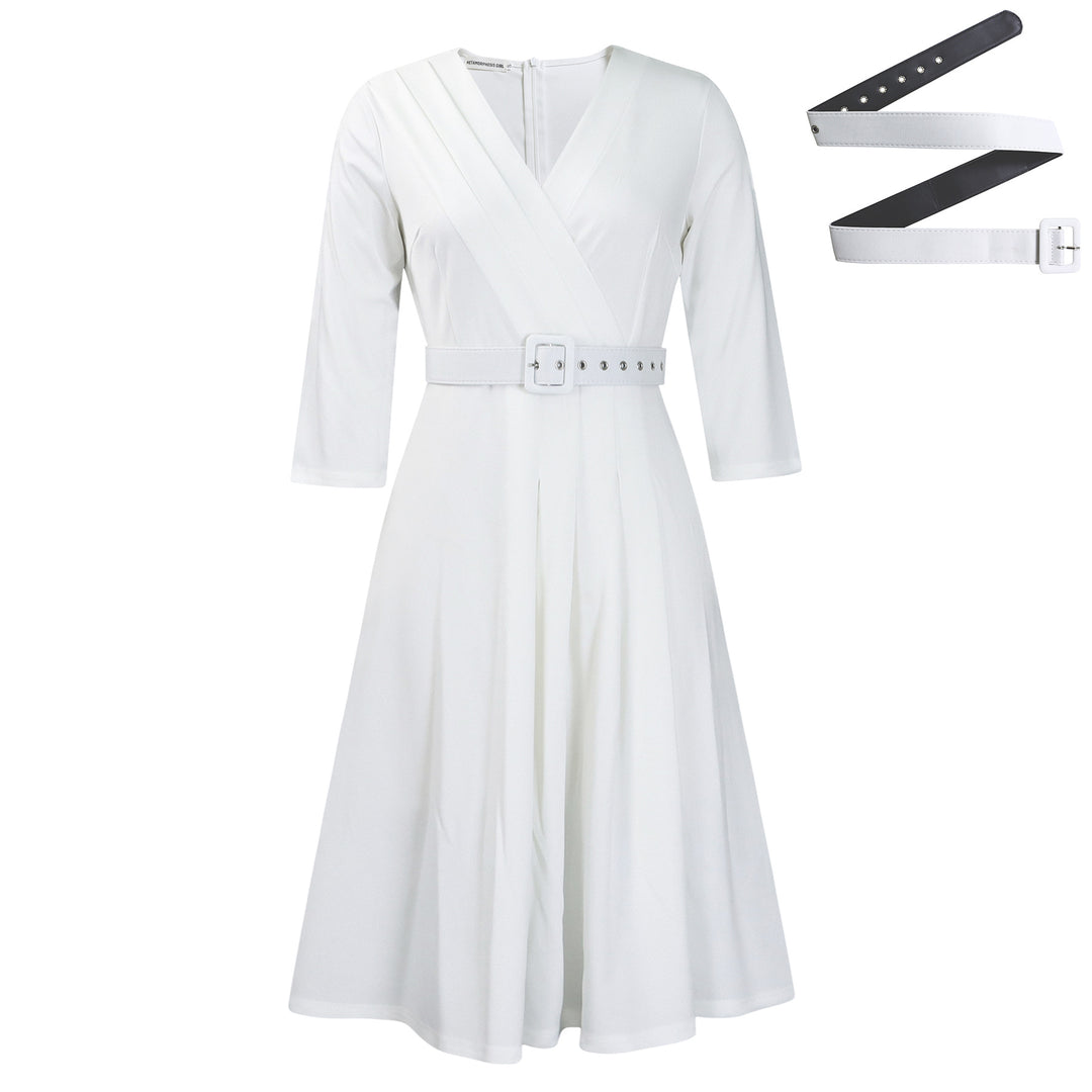 Damen Wickelkleid mit eleganter Taillierung und V-Ausschnitt Drune