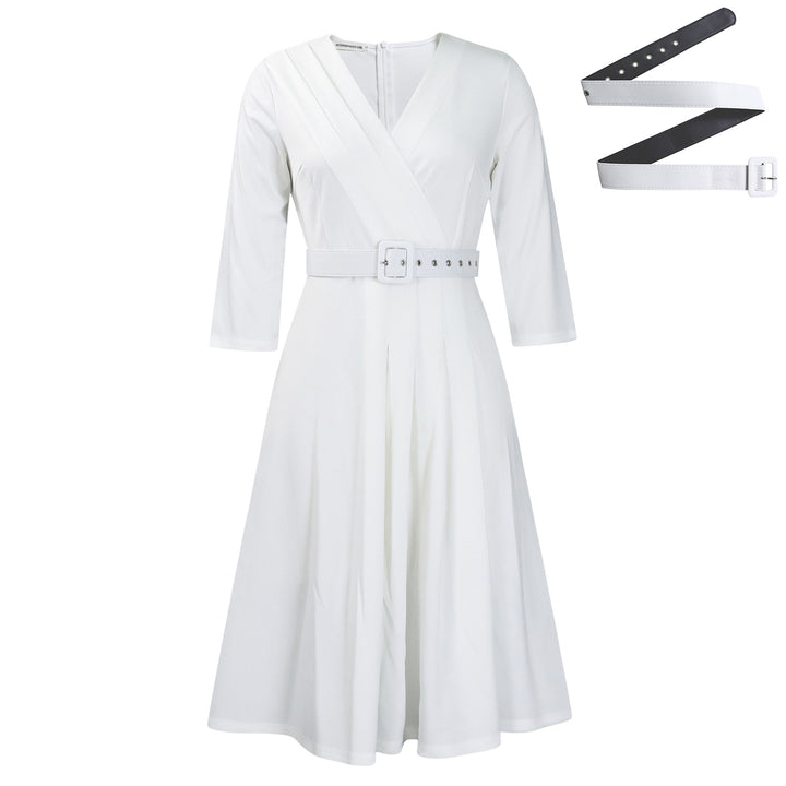 Damen Wickelkleid mit eleganter Taillierung und V-Ausschnitt Drune