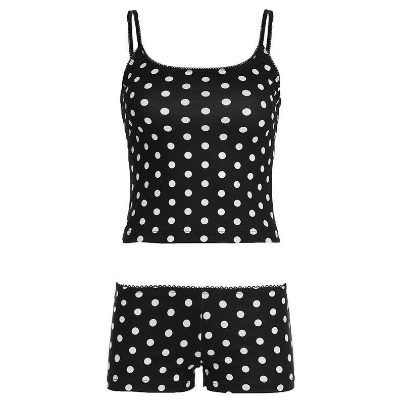 Damen Bikiniset mit punktiertem Design und verstellbaren Trägern Drune