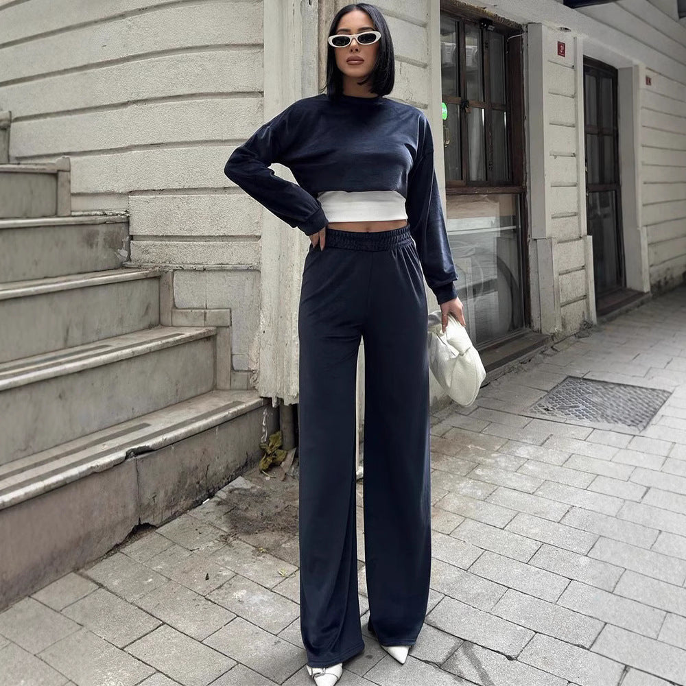 Damen Urbanes Freizeit-Set mit cropped Oberteil und weitem Schnitt Drune