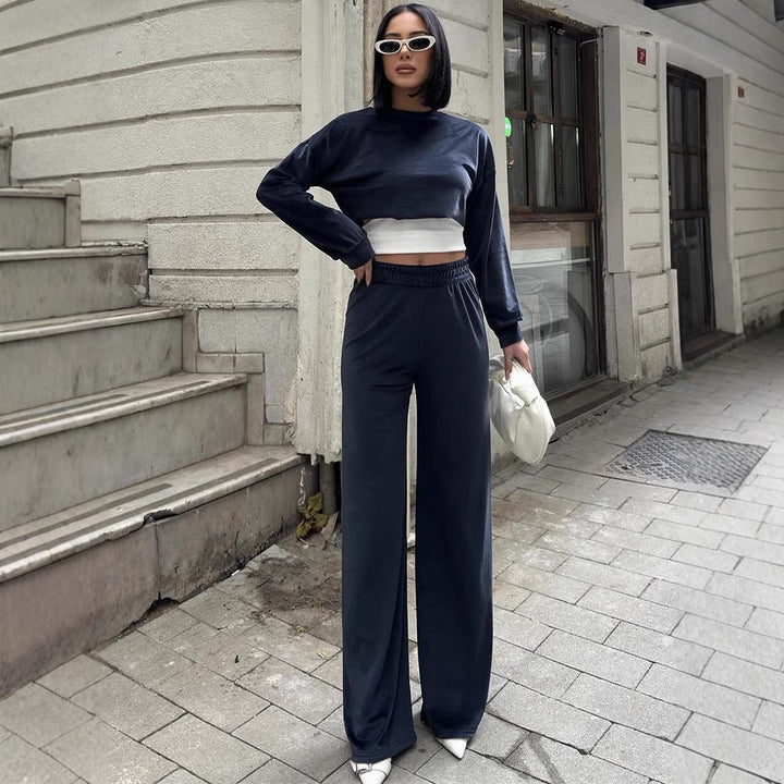 Damen Urbanes Freizeit-Set mit cropped Oberteil und weitem Schnitt Drune