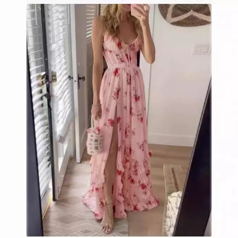 Drune | Bedrucktes Strandurlaub Langrock Kleid