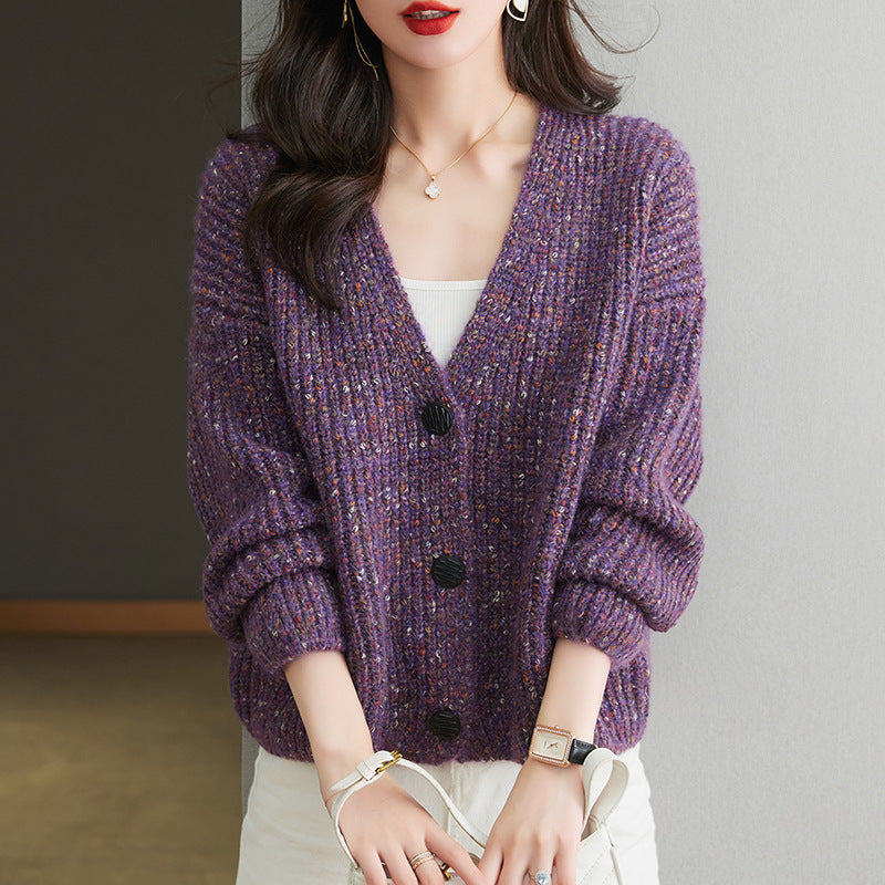 Damen Kuscheliger Grobstrick-Cardigan mit Knopfdetail und weitem Schnitt Drune