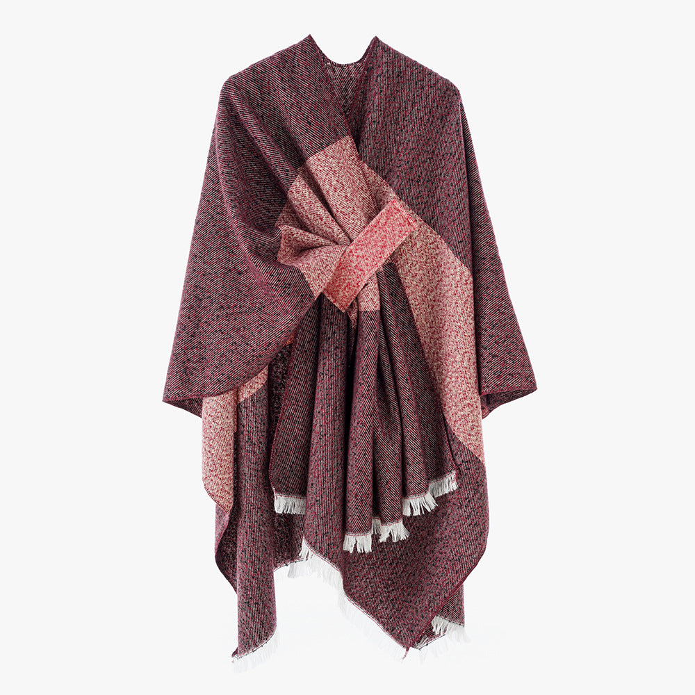 Damen Luxuriöser Oversize Poncho aus hochwertigem Mischgewebe Drune