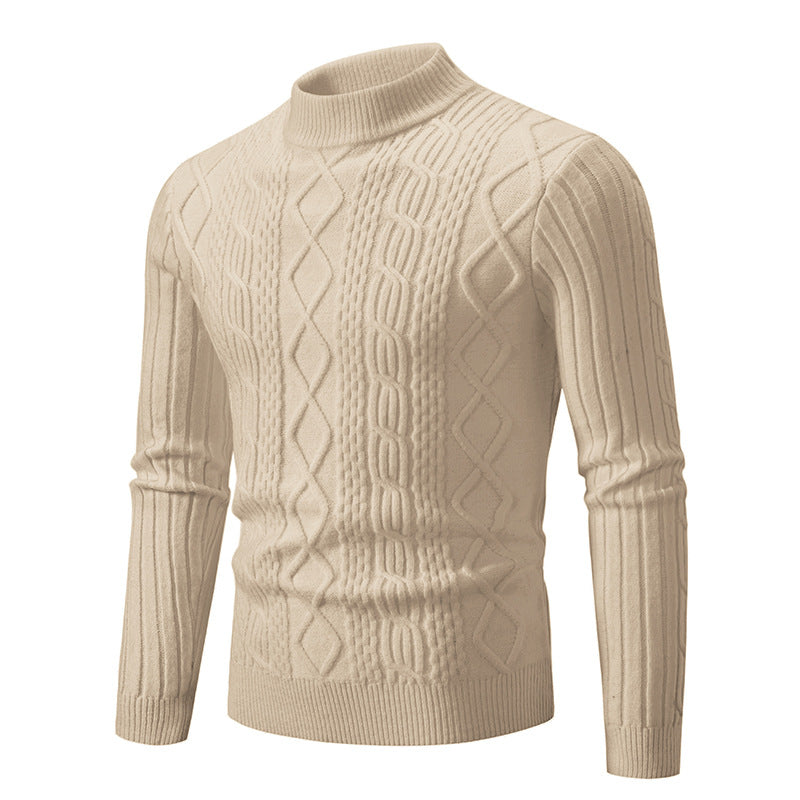 Herren nan gerippter Zopfmuster-Rollkragenpullover Slim Fit Drune