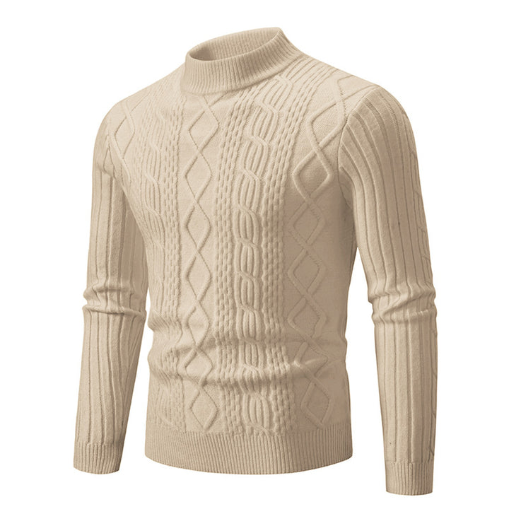 Herren nan gerippter Zopfmuster-Rollkragenpullover Slim Fit Drune