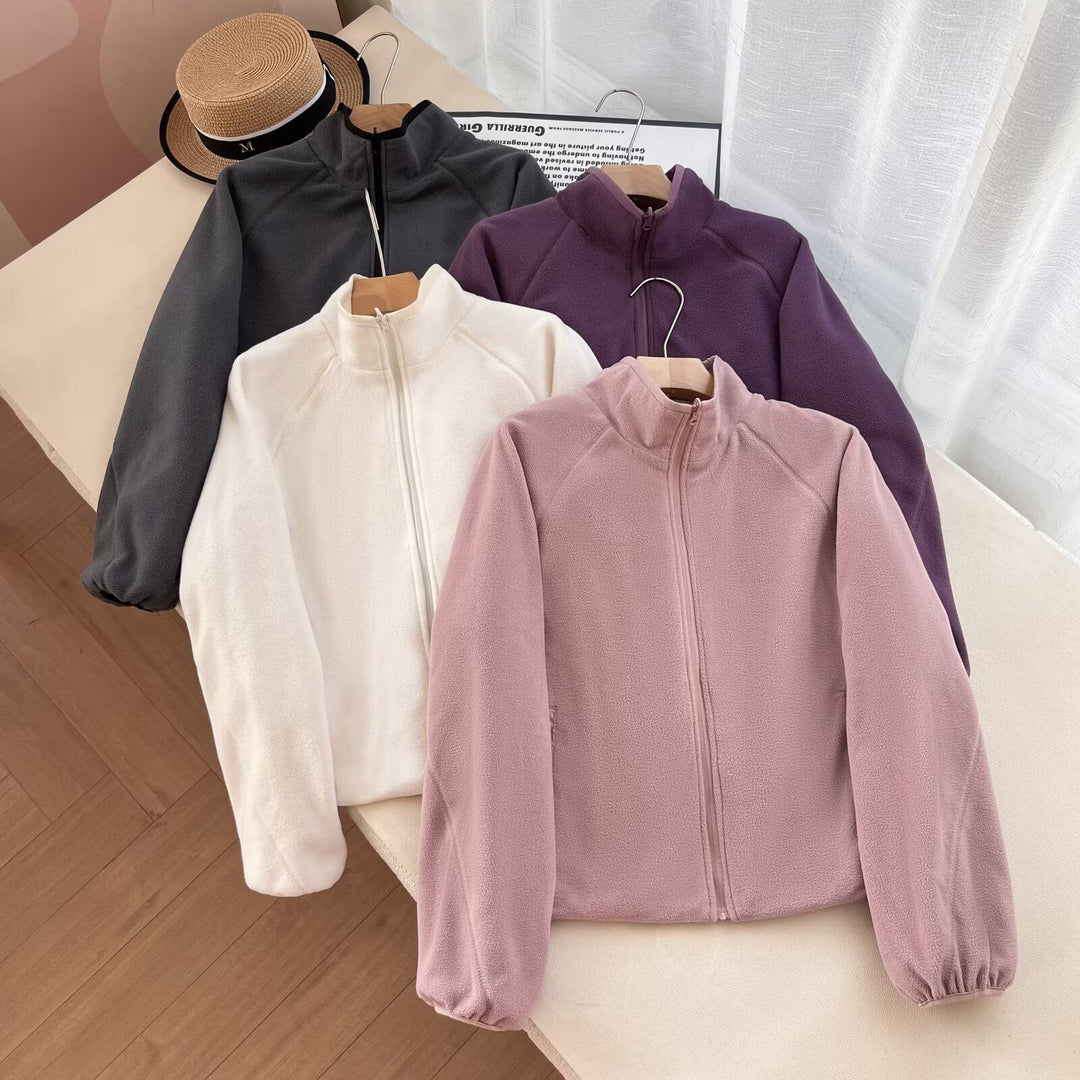 Damen Kuschelige Fleecejacke mit hohem Kragen und praktischen Eingrifftaschen Drune