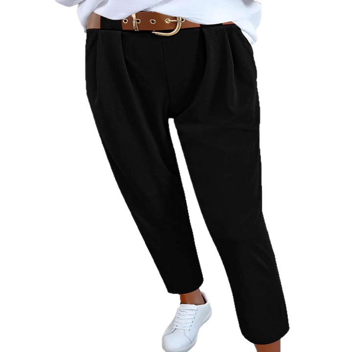 Damen Klassische Hochtaillenhose mit weit geschnittenem Bein Drune
