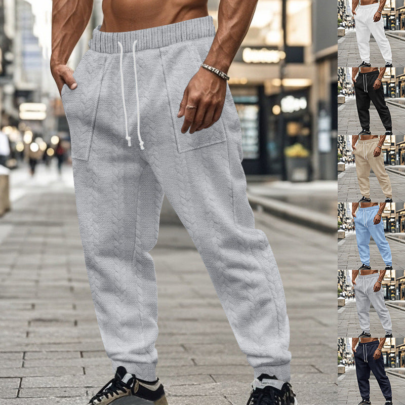 Herren Freizeithosen mit Kabelstrickdesign und verstellbarem Kordelzug Drune