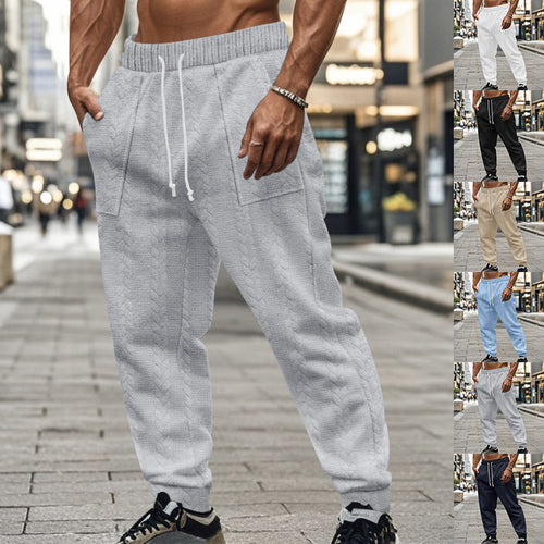 Herren Freizeithosen mit Kabelstrickdesign und verstellbarem Kordelzug Drune