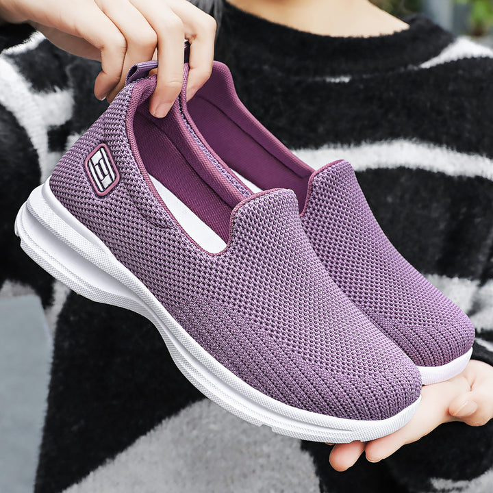 Damen nan nahtloser Strick-Slip-On Walking-Sneaker mit ergonomischer Memory-Fußbett-Einlage Drune