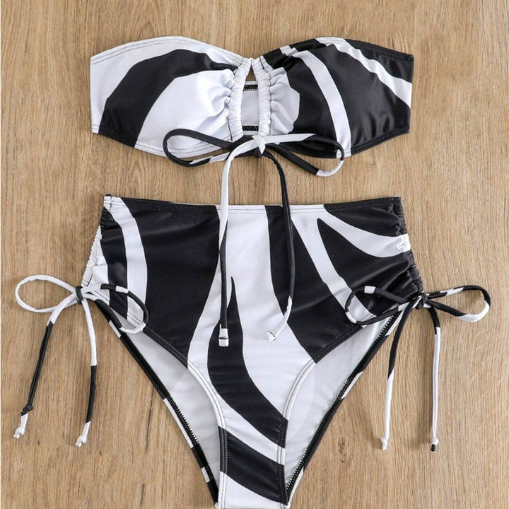 Damen Bikini-Set mit modischem Wickel-Design und verstellbaren Schnürdetails Drune