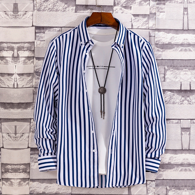 Herren nan lässige Hemdjacke aus leichter Baumwollmischung mit Button-Down-Kragen Drune