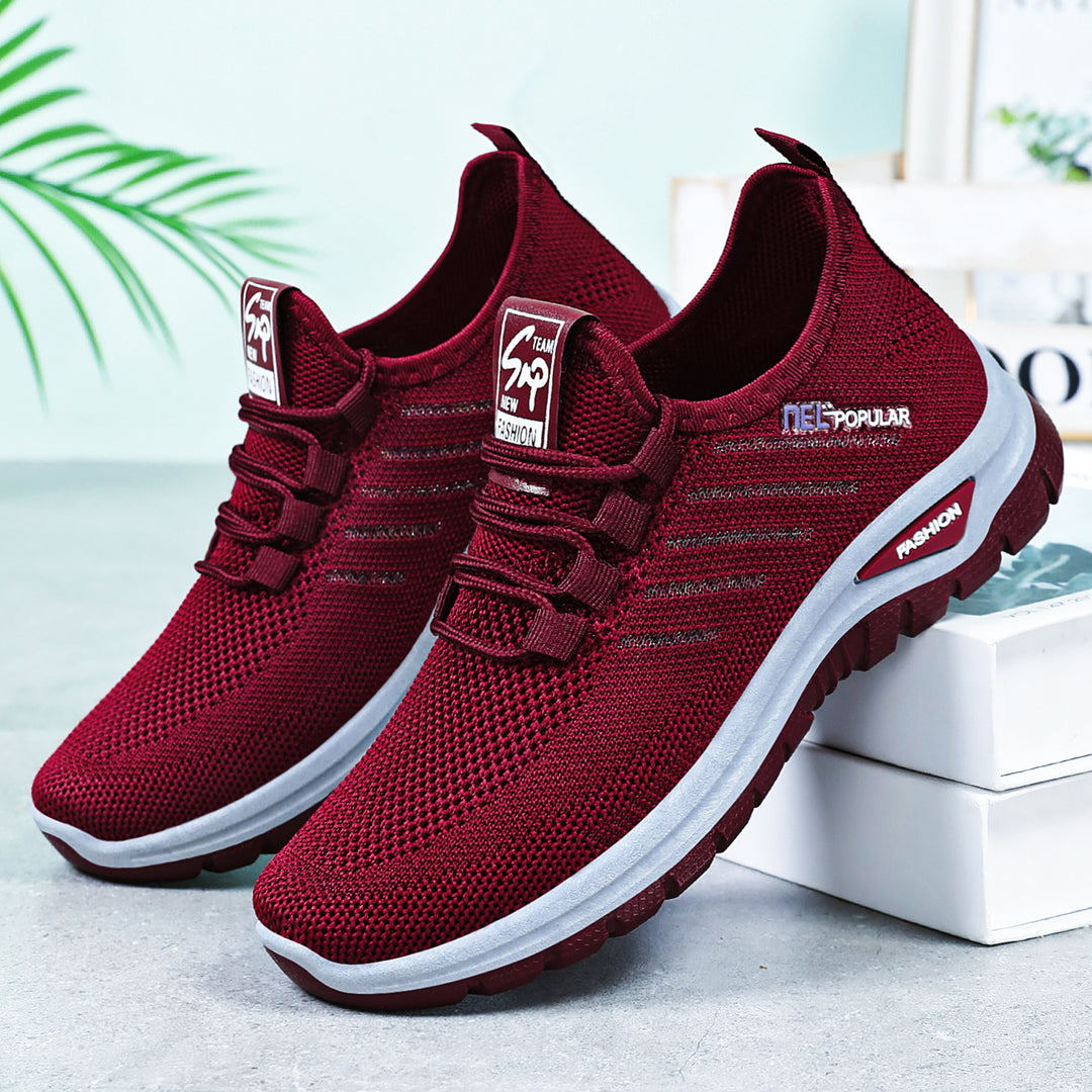 Damen nan leichte gestrickte Freizeitsneaker mit elastischem Schnellzug-Kordelsystem und stoßdämpfender EVA-Sohle Drune