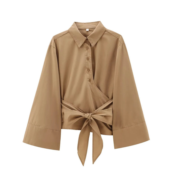 Damen Elegante Bluse mit weitem Ärmel und taillierter Schluppe Drune