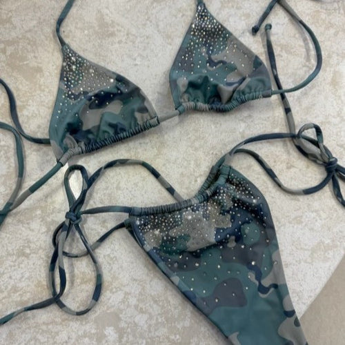 Damen Triangel-Bikini mit schimmernden Details Drune