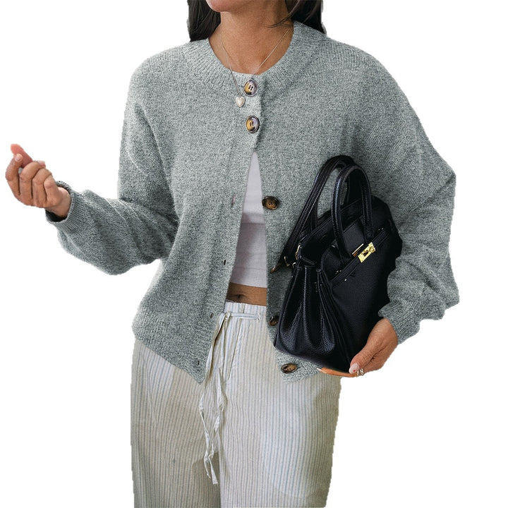 Damen nan kuscheliger Oversize-Strickcardigan mit Hornknopf-Leiste und Rundhalsausschnitt Drune