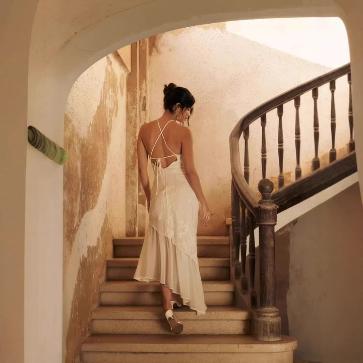 Damen Asymmetrisches Hochzeitskleid mit eleganter Spitze Drune
