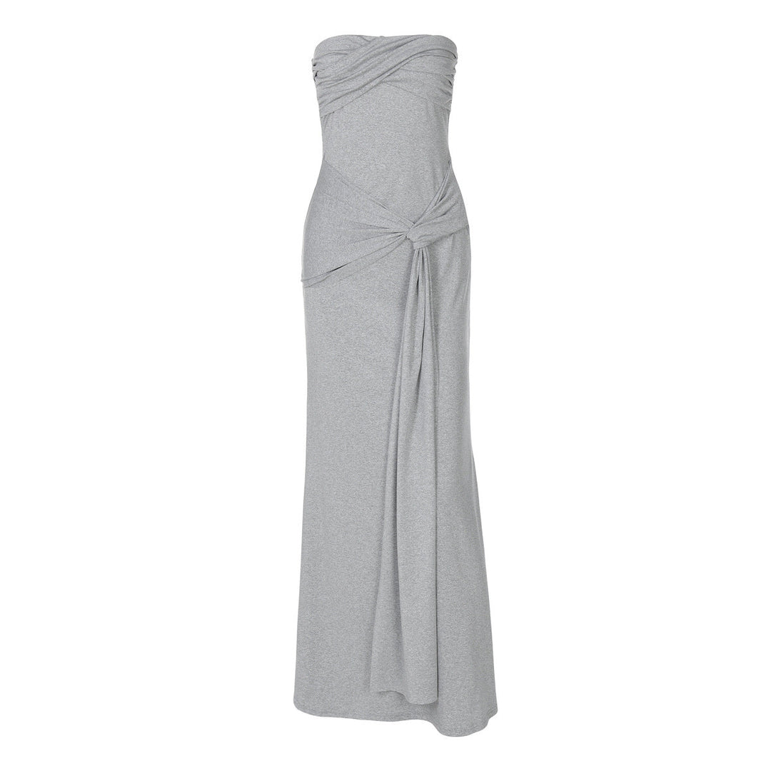 Damen Strapless Maxikleid mit raffiniertem Wickeldesign Drune