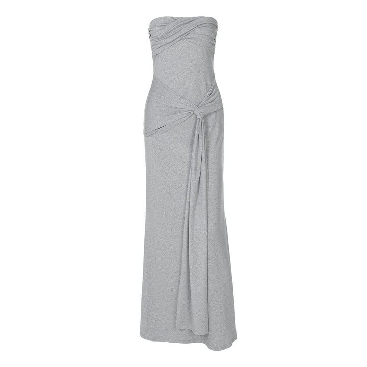 Damen Strapless Maxikleid mit raffiniertem Wickeldesign Drune