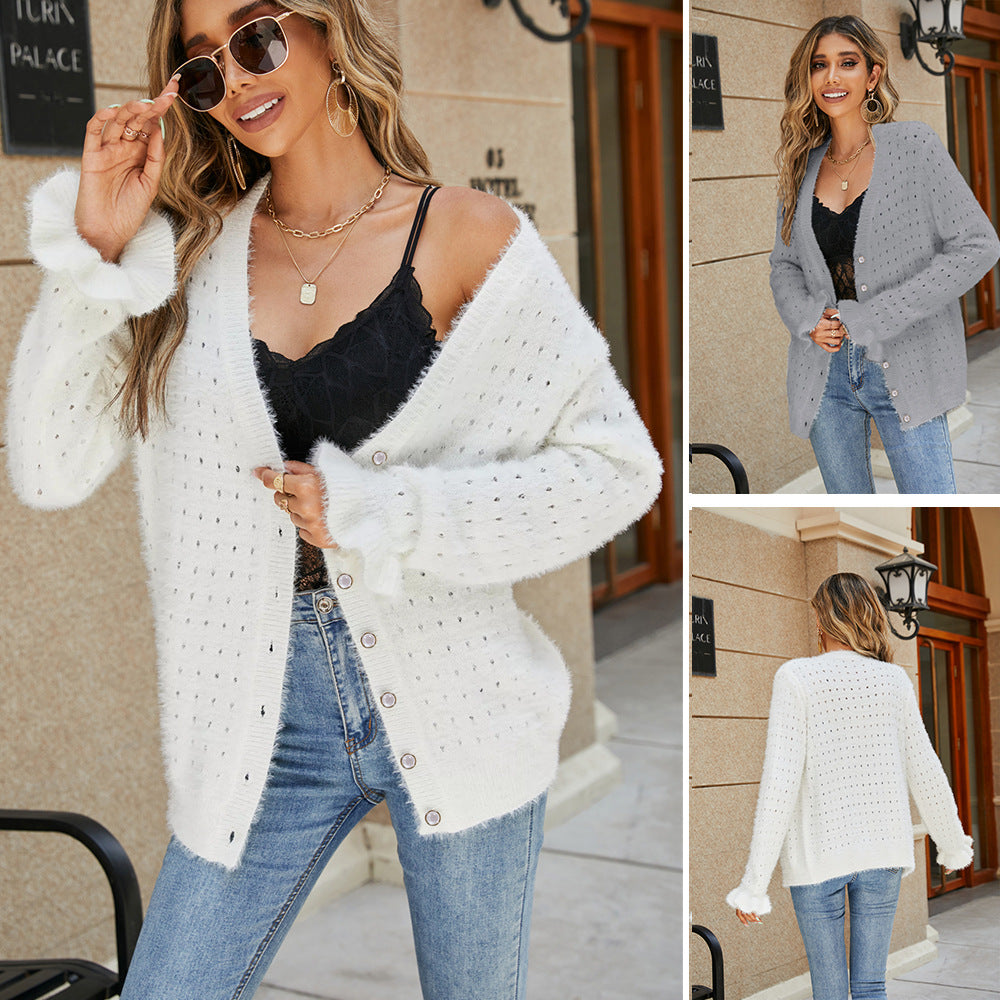Damen Strickjacke mit aparte Lochmusterung Drune