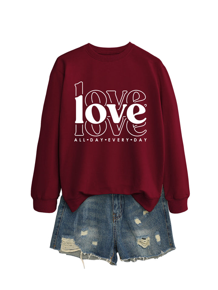 Damen Sweatshirt mit voluminösen Ärmeln und modernem Love-Print Drune