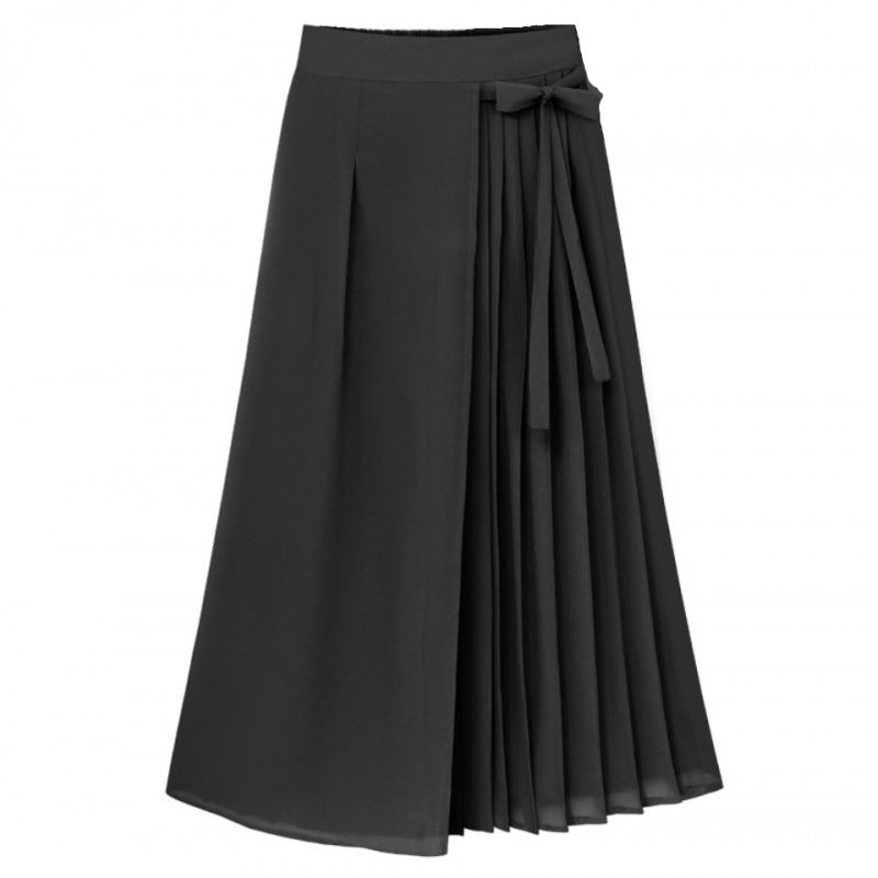 Damen Plisseerock mit Taillenband und eleganter Drapierung Drune