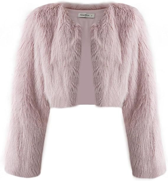 Damen Flauschige Kurzjacke mit offenem Schnitt Drune