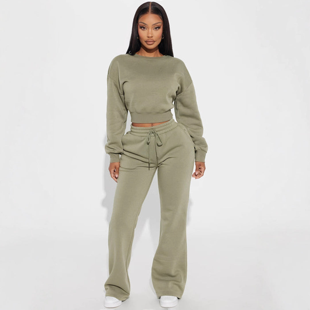 Damen cropped Sweatshirt mit voluminösen Ärmeln Drune