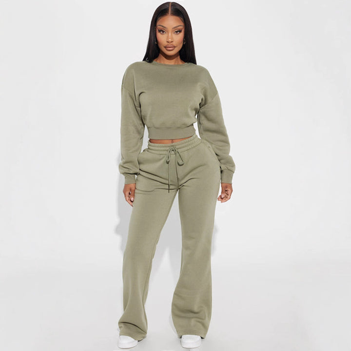 Damen cropped Sweatshirt mit voluminösen Ärmeln Drune