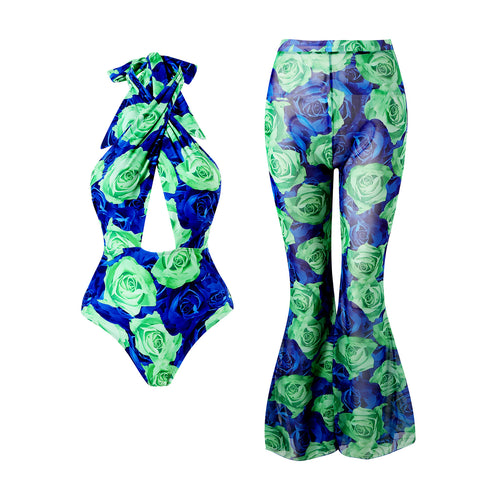 Damen Badeanzug mit innovativem Schnitt und floralem Design Drune