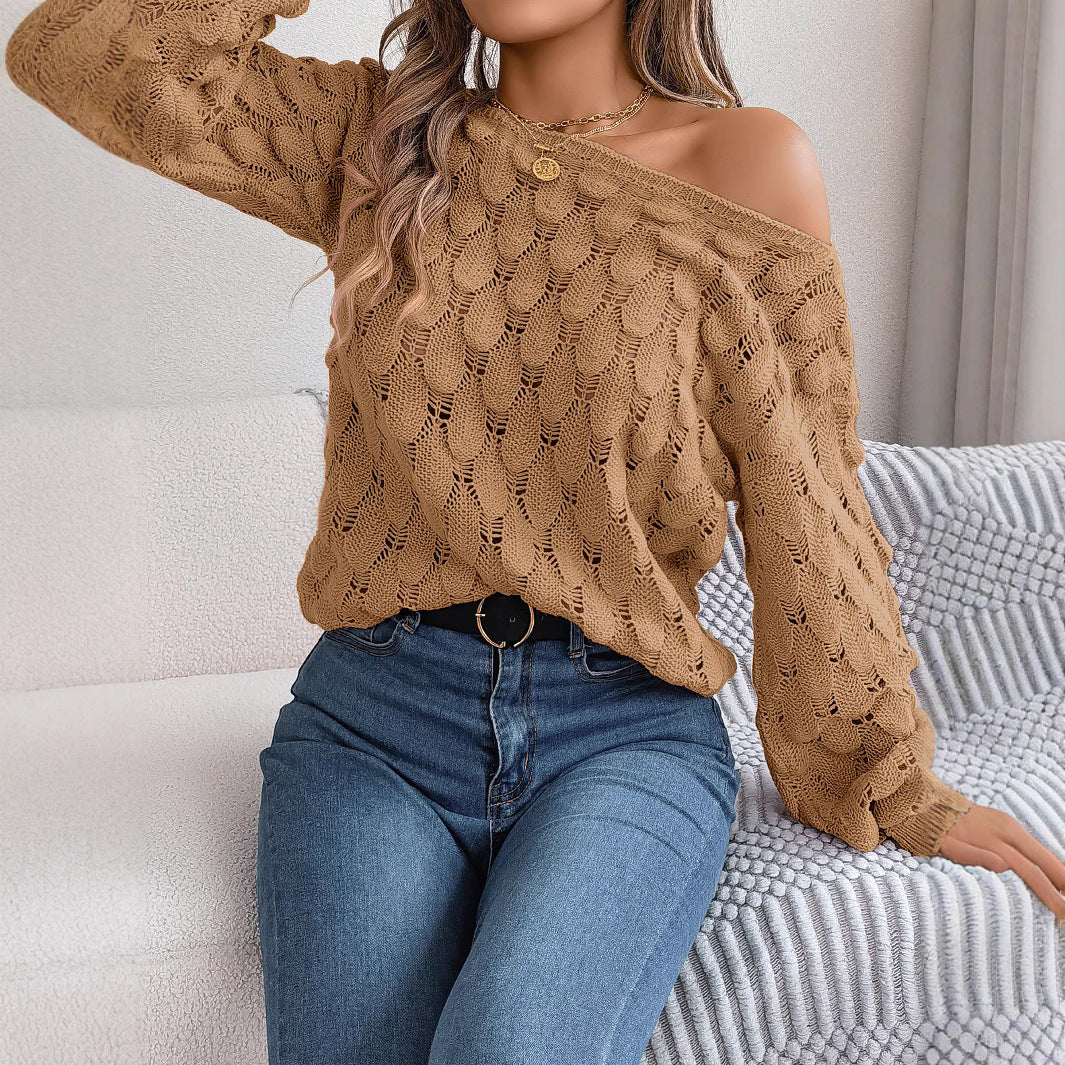 Damen Übergroßer Strickpullover mit Schleifenmuster Drune