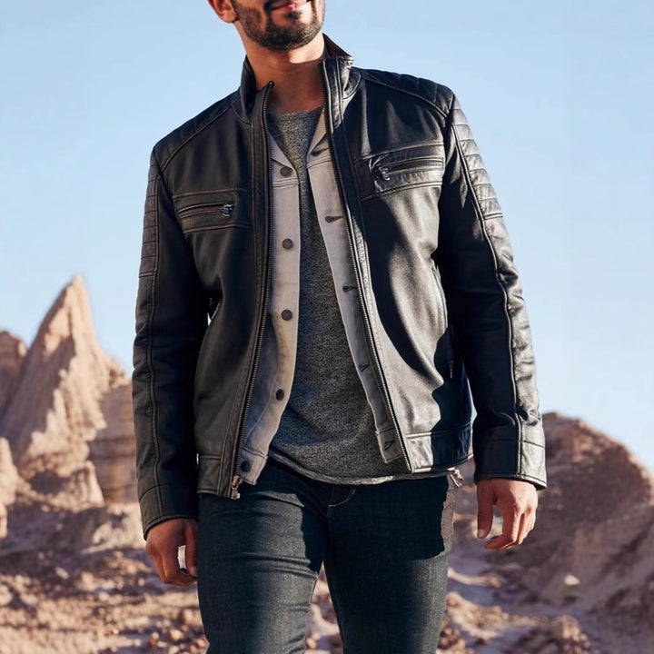 Herren Bikerjacke mit funktionalen Taschen und einzigartiger Steppung Drune