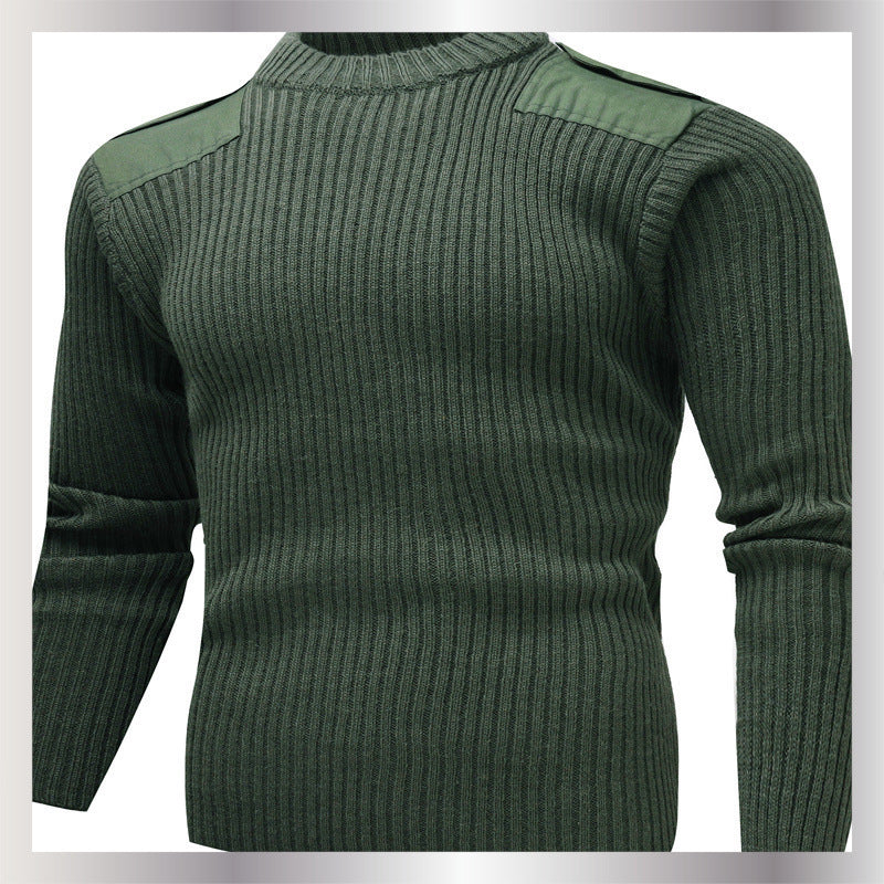 Herren Strickpullover mit V-Ausschnitt und dekorativen Schulterdetails Drune