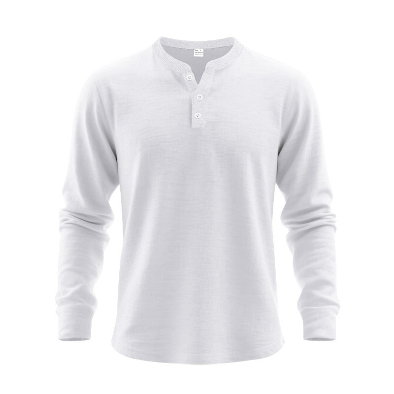 Herren nan strukturiertes Henley-Langarmshirt mit Thermo-Waffelstruktur, geripptem Stehkragen und körperfreundlichem Schnitt Drune