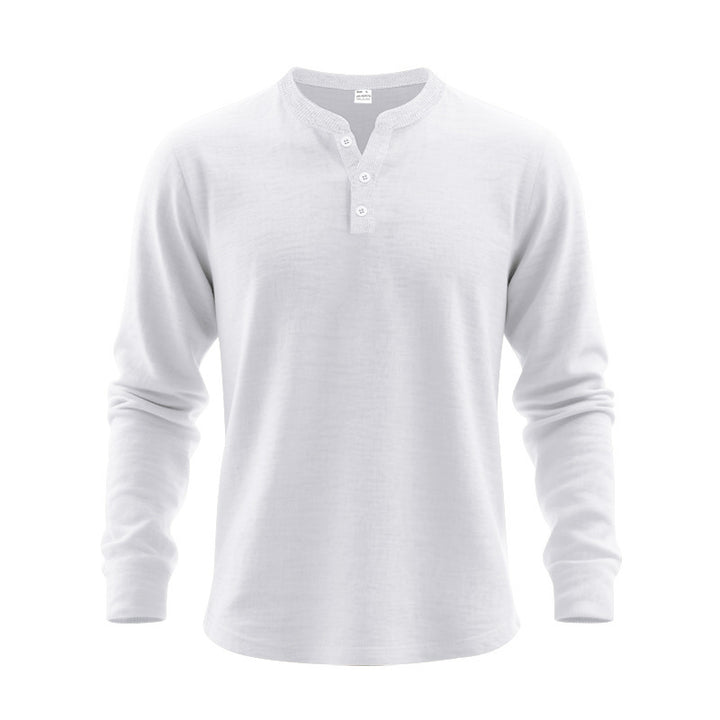 Herren nan strukturiertes Henley-Langarmshirt mit Thermo-Waffelstruktur, geripptem Stehkragen und körperfreundlichem Schnitt Drune