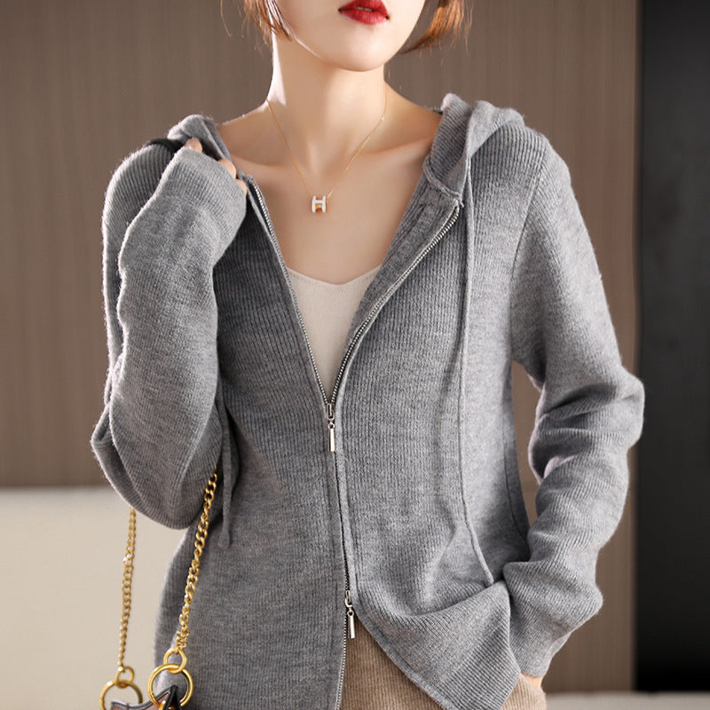 Damen Sportiver Zip-Hoodie mit wärmendem Einknopfdesign Drune